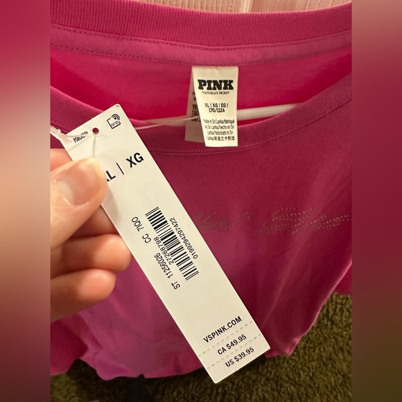 NWT Women’s Victoria Secret PINK Bling Campus Cotton Tee XL - Picture 3 of 6